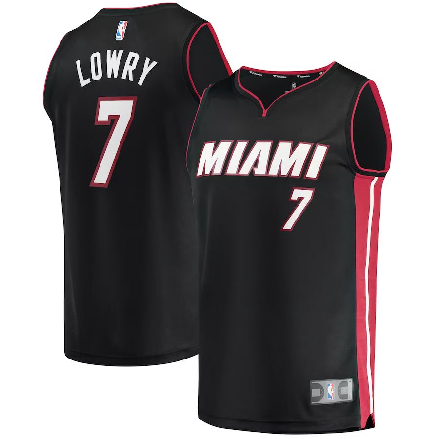 Men Miami Heat 7 Kyle Lowry Fanatics Branded Black 2022-23 Fast Break Replica NBA Jersey